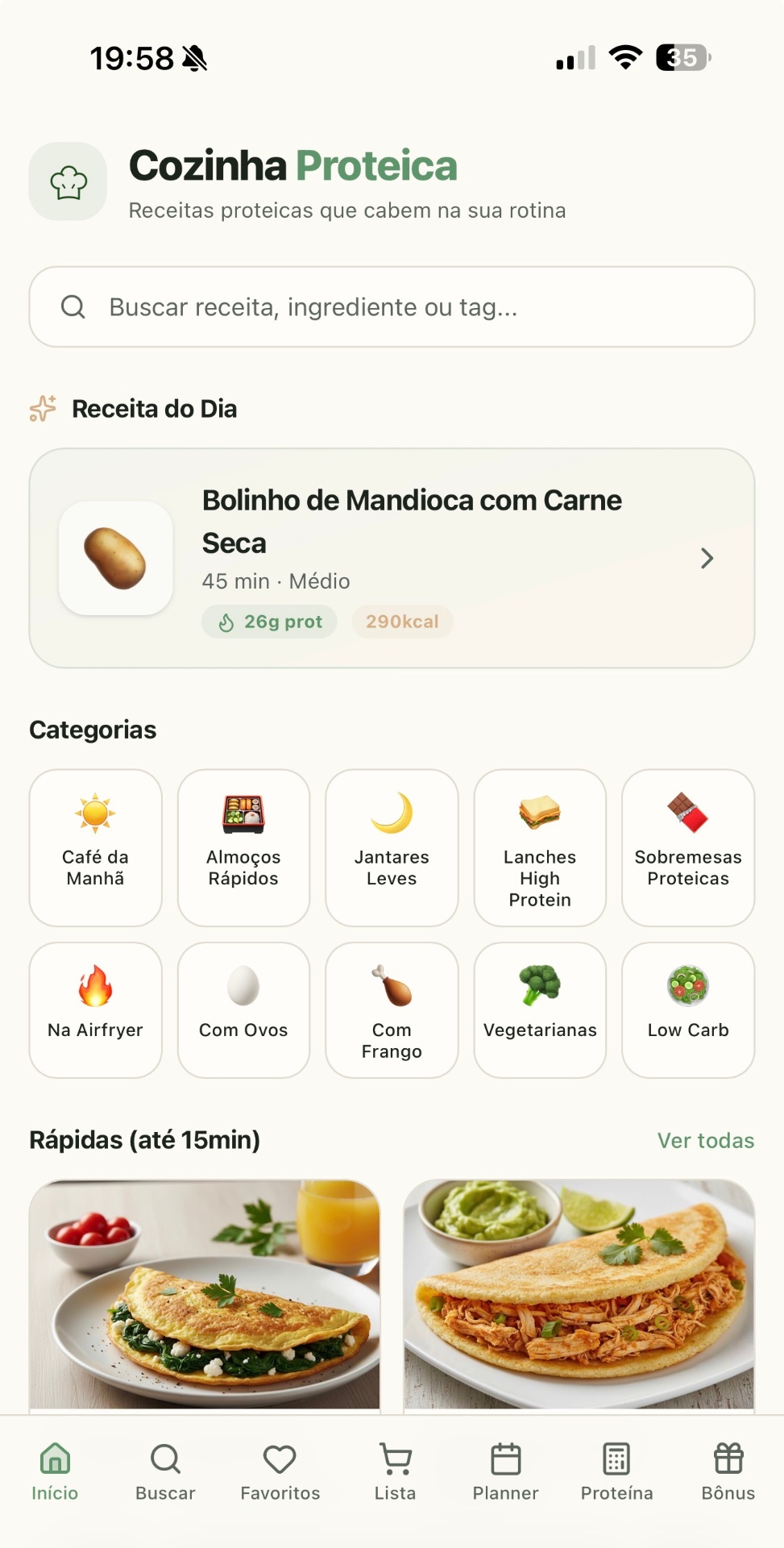 App Cozinha Proteica em celular