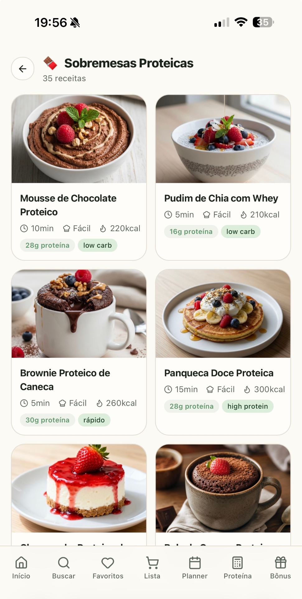 App Cozinha Proteica em tablet - Sobremesas Proteicas